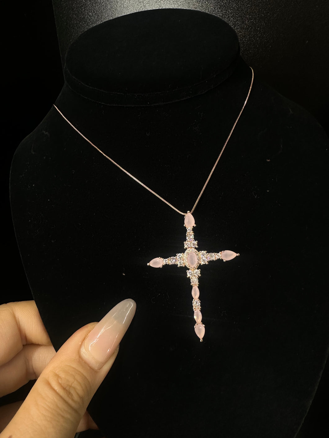 The Rose Quartz Cross Necklace